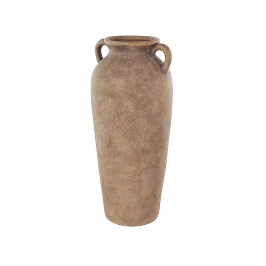 20" Copper Ceramic Antique Style Textured Vase with Handles